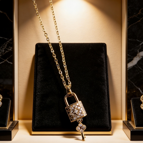 18K Gold "Unlock My Heart" Luxury Inspired Necklace - Picture 6 of 12